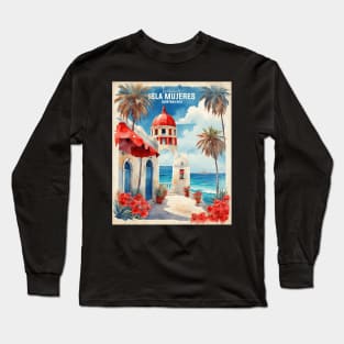 Isla Mujeres Quintana Roo Mexico Vintage Tourism Travel Retro Long Sleeve T-Shirt